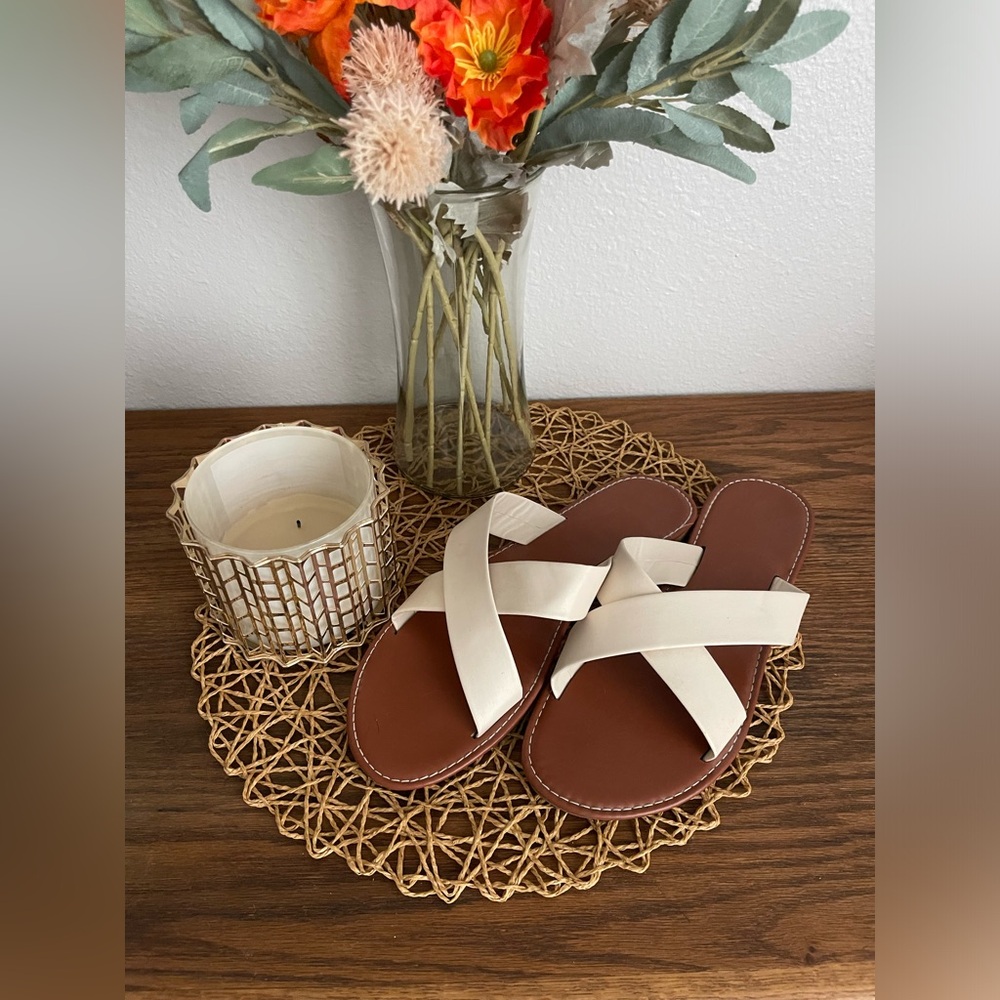 Cream, Criss Cross Sandals
